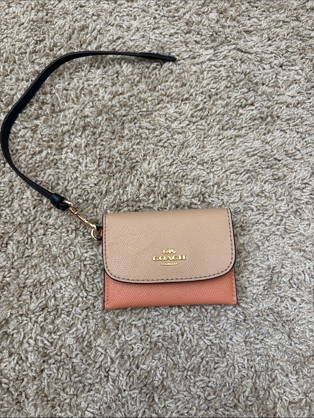 Coach Two-Tone Mini Wallet Wristlet in Blush and Coral